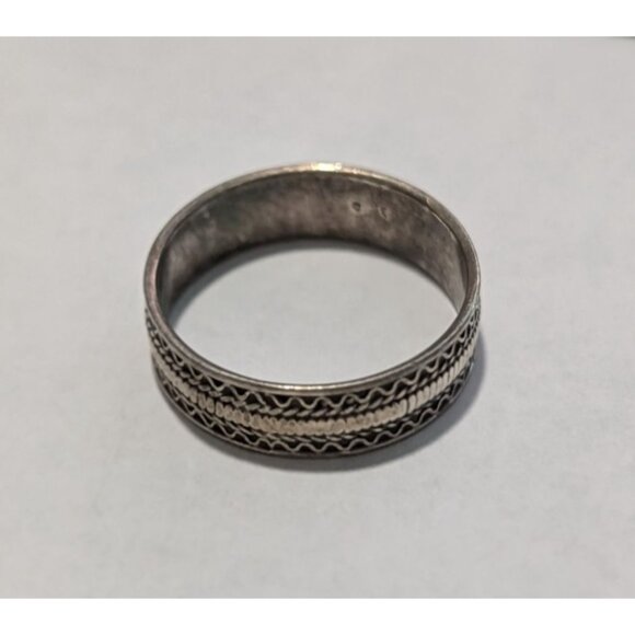 Sterling Silver 925 Vintage Style Band Ring Sz 10 Intricate Engraved Pattern - Picture 7 of 7
